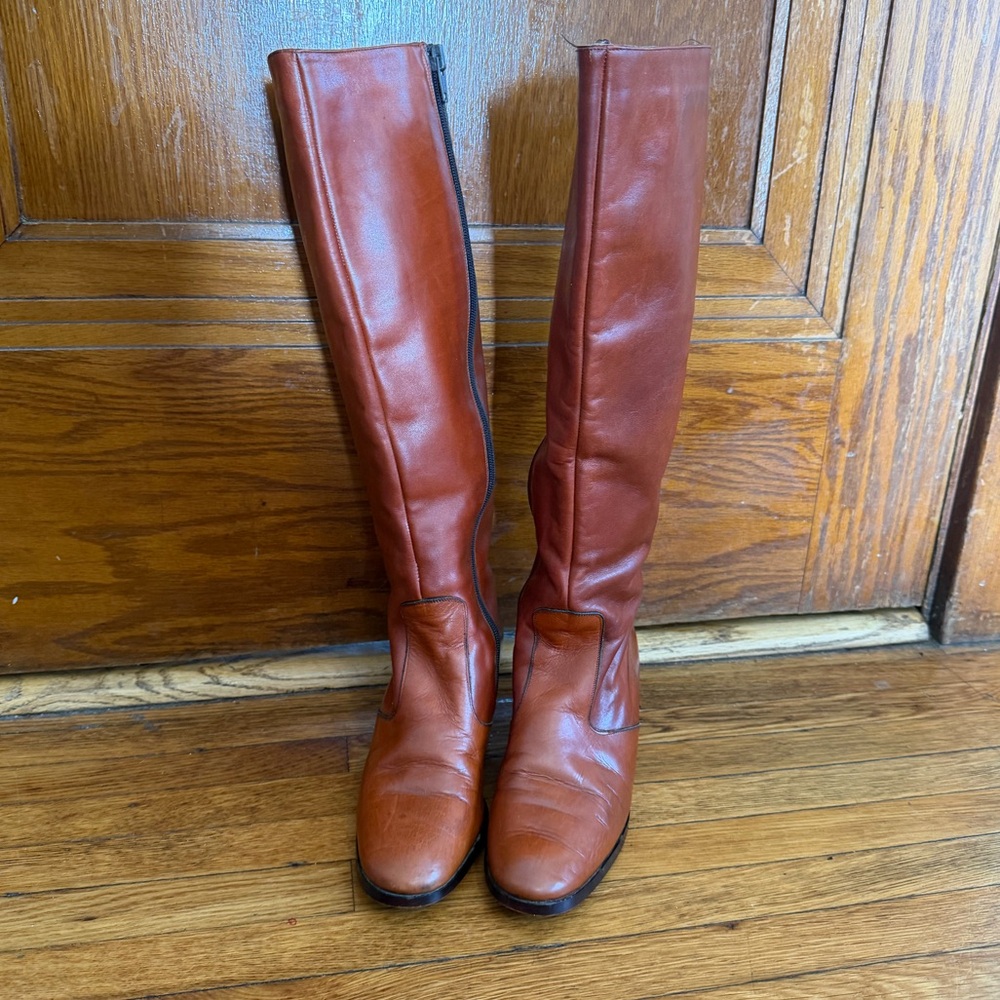 Andrew Geller Tan Over the Knee Boots